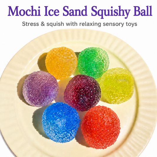 Mochi Ice Sand Crunchy Squishy Ball - Soft TPR Stress Relief Fidget Toy, ASMR Satisfying Sound, Moldable An