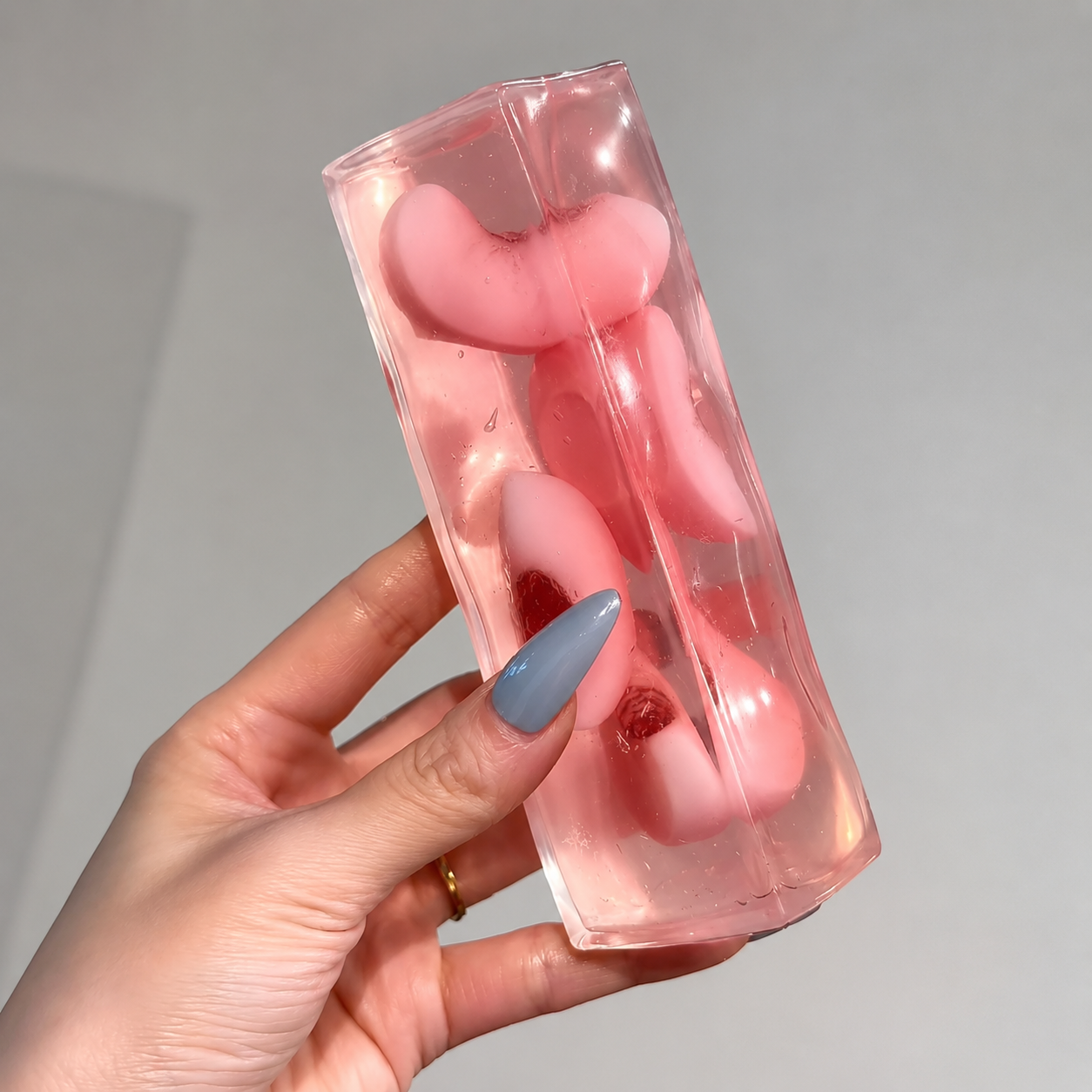 Wagashi Style Long Strip Gel Squishy Squeeze Toy, Soft TPR Slow Rising Fidget Toy with Inner Fruit Charms, Ac