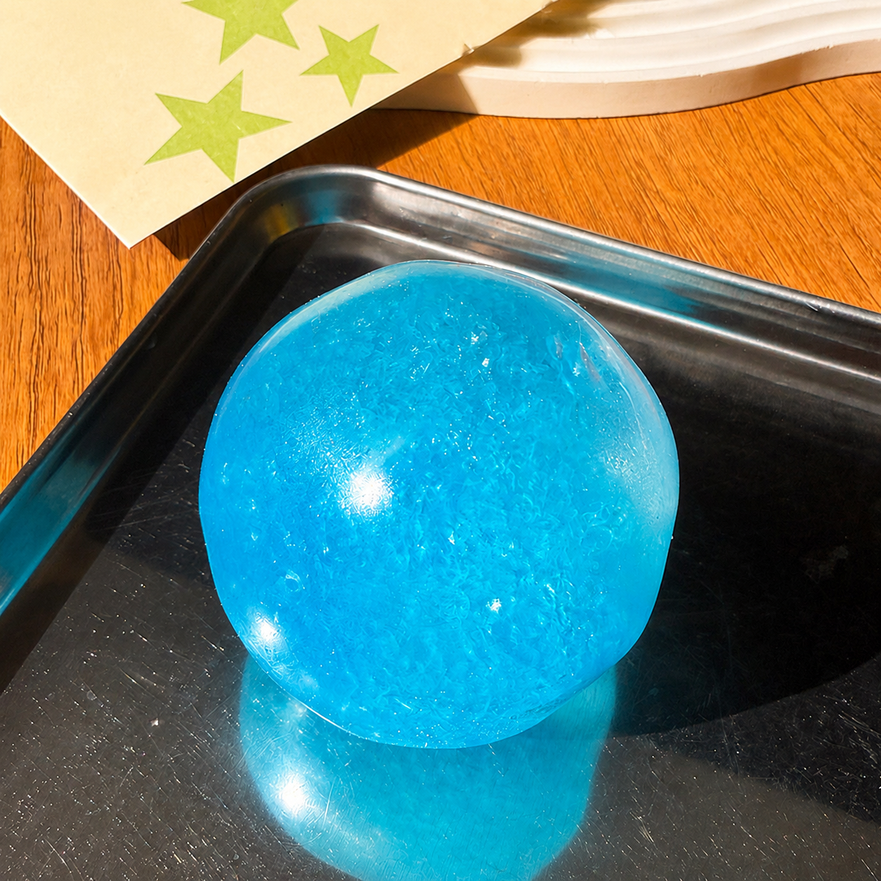 Rainbow Glossy Ice Sand Crunchy Squishy Ball - Soft TPR Stress Relief Fidget Toy, ASMR Satisfying Sandy Sour