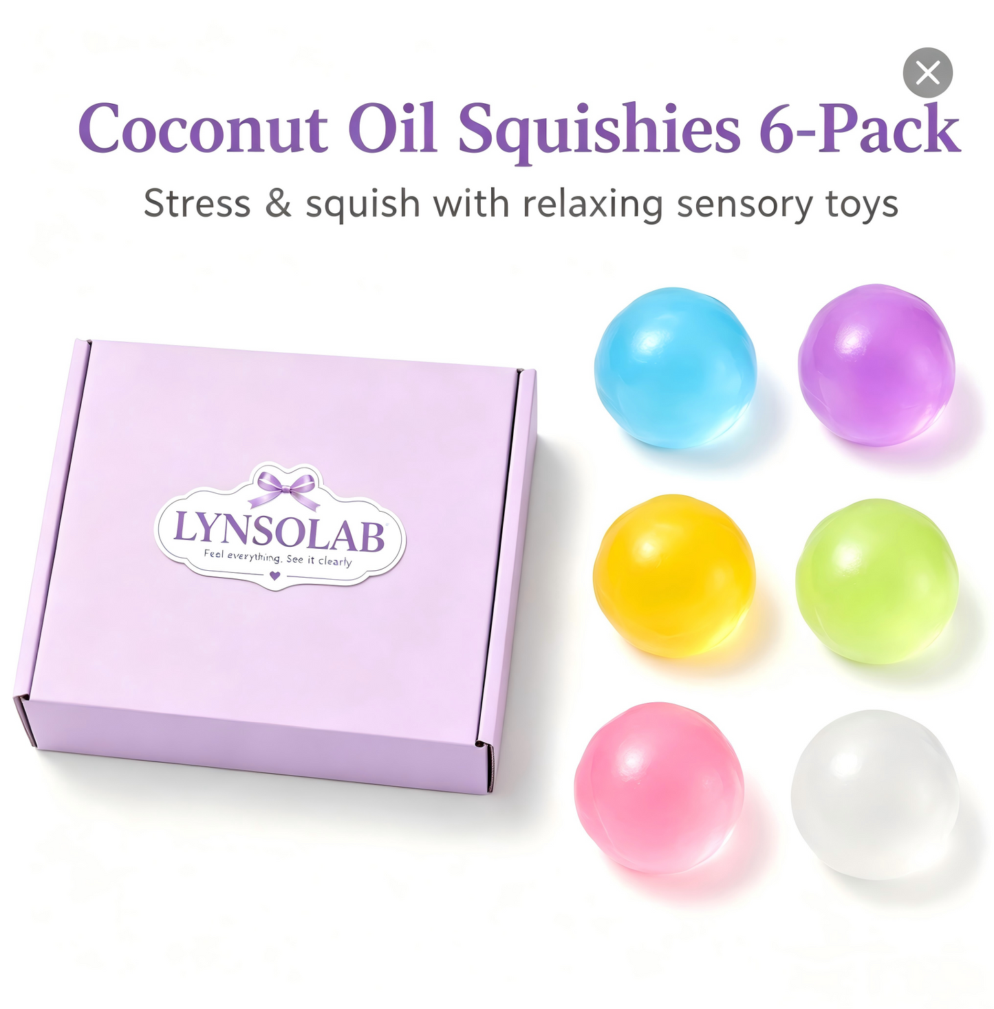 handmake Coconut Oil Squishy Balls, 6cm Slow Rebound Stress & Anxiety Relief Fidget Toys | Available as Single Colors or 6-Pack Gift Box, Soft Sensory Toys for Relaxation & Gifts