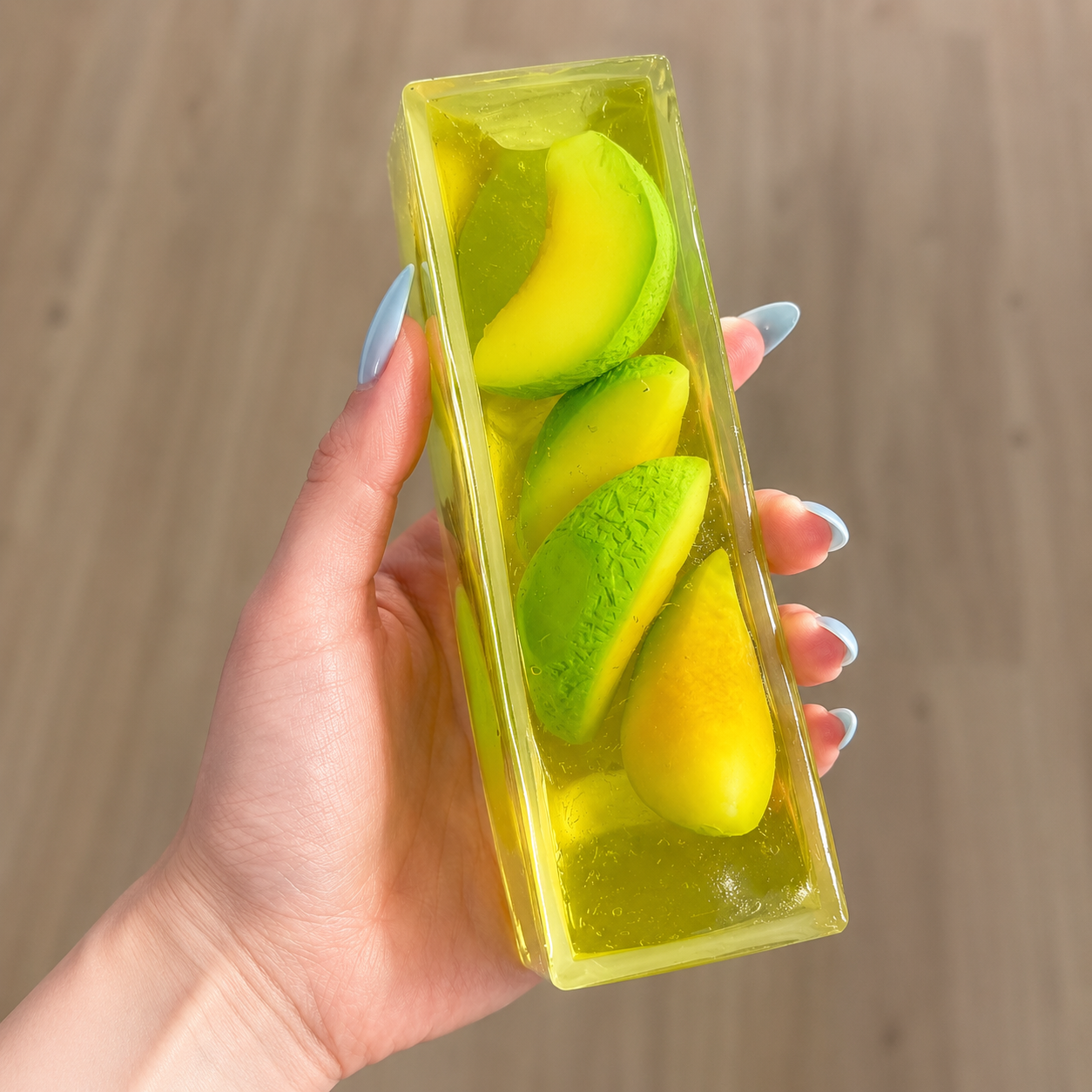 Wagashi Style Long Strip Gel Squishy Squeeze Toy, Soft TPR Slow Rising Fidget Toy with Inner Fruit Charms, Ac
