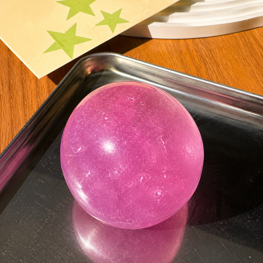 Rainbow Glossy Ice Sand Crunchy Squishy Ball - Soft TPR Stress Relief Fidget Toy, ASMR Satisfying Sandy Sour